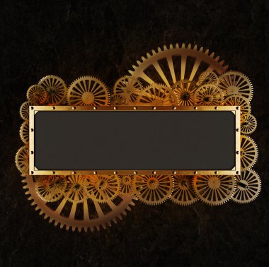 Stilize mekanik steampunk kolaj. Metal çerçeve ve clockwork ayrıntılarını yapılan.