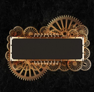 Stilize mekanik steampunk kolaj. Metal çerçeve ve clockwork ayrıntılarını yapılan.