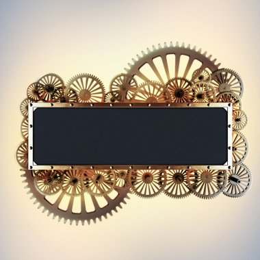 Stilize mekanik steampunk kolaj. Metal çerçeve ve clockwork ayrıntılarını yapılan.