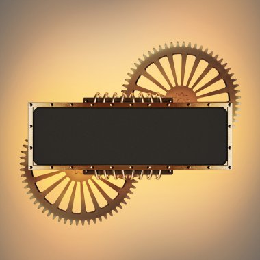 Stilize mekanik steampunk kolaj. Metal çerçeve ve clockwork ayrıntılarını yapılan.