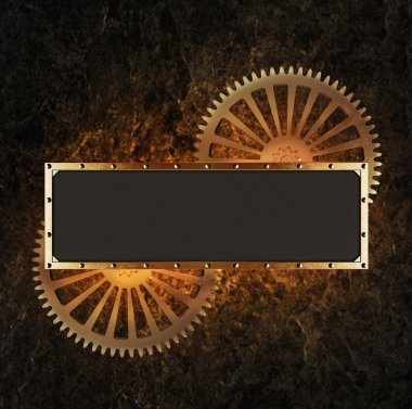 Stilize mekanik steampunk kolaj. Metal çerçeve ve clockwork ayrıntılarını yapılan.