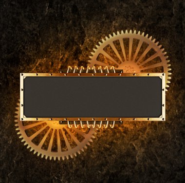 Stilize mekanik steampunk kolaj. Metal çerçeve ve clockwork ayrıntılarını yapılan.