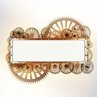 Stilize mekanik steampunk kolaj. Metal çerçeve ve clockwork ayrıntılarını yapılan.