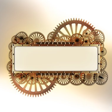 Stilize mekanik steampunk kolaj. Metal çerçeve ve clockwork ayrıntılarını yapılan.