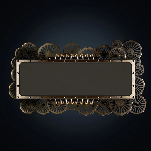 様式化された機械スチーム パンクなコラージュ。金属のフレームと時計仕掛けの詳細は、. — ストック写真