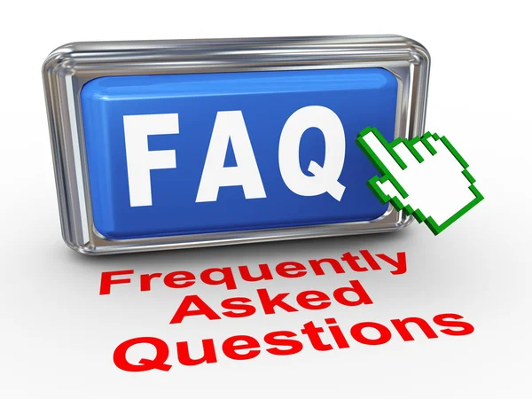 3d hand cursor - faq button — Stock Photo, Image