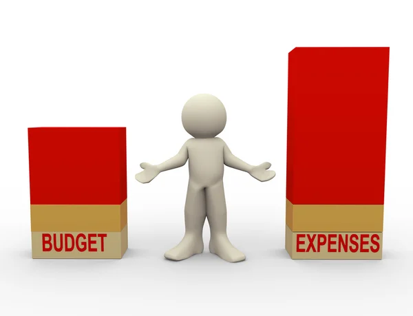 3d hombre presupuesto gastos comparación —  Fotos de Stock