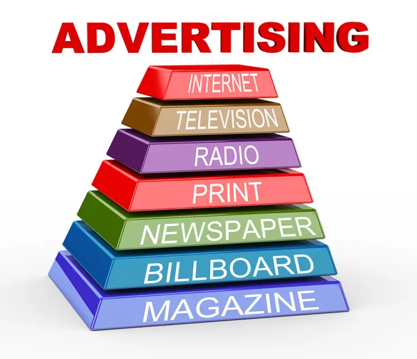 3d pyramid of advertising media — Stock Photo, Image