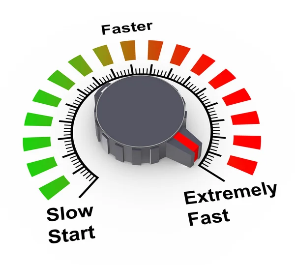 Botão 3d - rápido, mais rápido e mais rápido — Fotografia de Stock