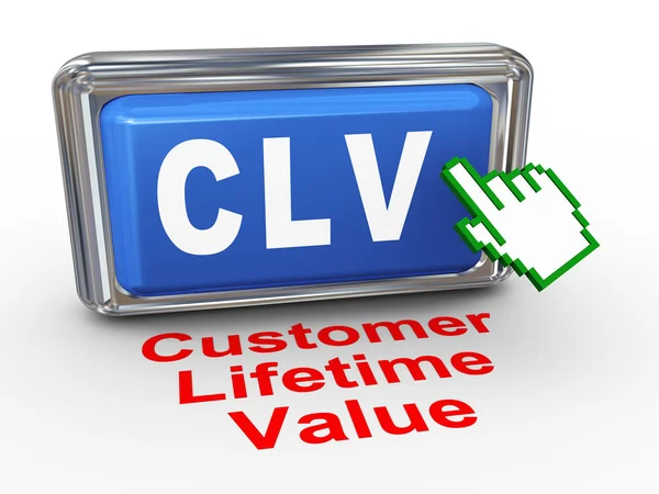 Cursor de mão 3d - clv - botão de valor de vida do cliente — Fotografia de Stock