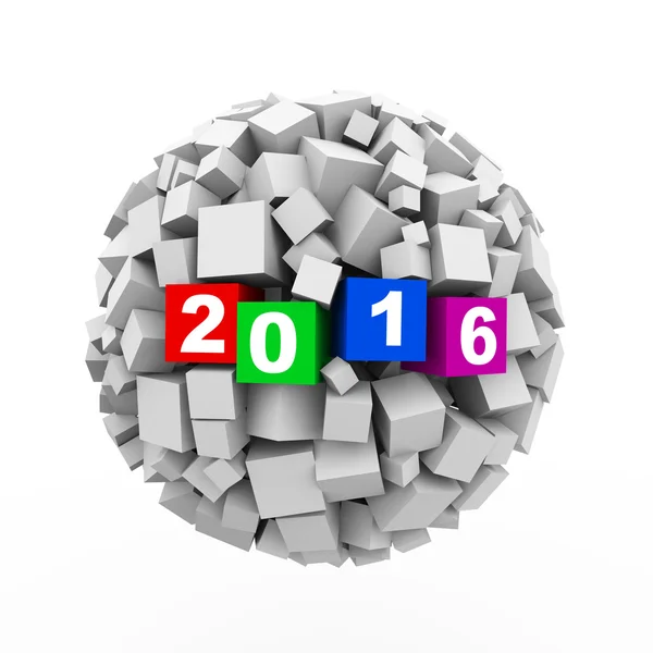 3D abstrakt kuber boll området år 2016 — Stockfoto