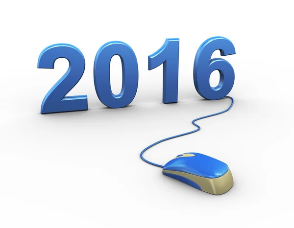 Mouse 3d allegato al nuovo anno 2016 — Foto Stock