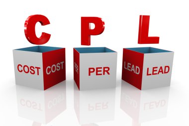 3d box of cpl - cost per lead clipart