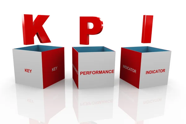 Caixa 3d de kpi - Indicador de desempenho chave — Fotografia de Stock