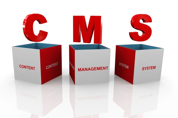 3D krabice cms - content management systém Stock Fotografie