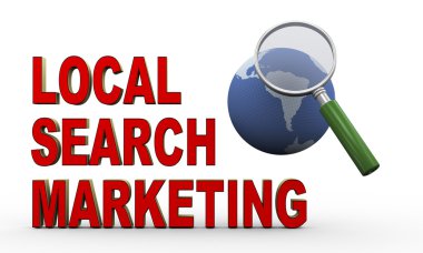 3d globe, magnifier and local search marketing clipart