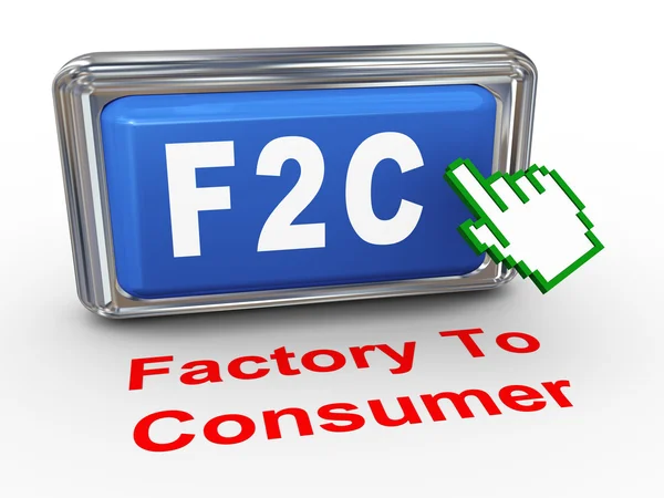 3d mano cursor f2c fábrica al botón del consumidor — Foto de Stock