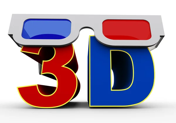 3d vidrio en palabra 3d — Foto de Stock