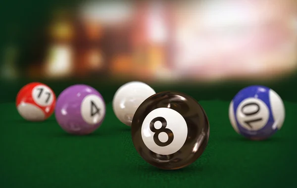 3d eight black billiard pool ball — Stock Photo, Image