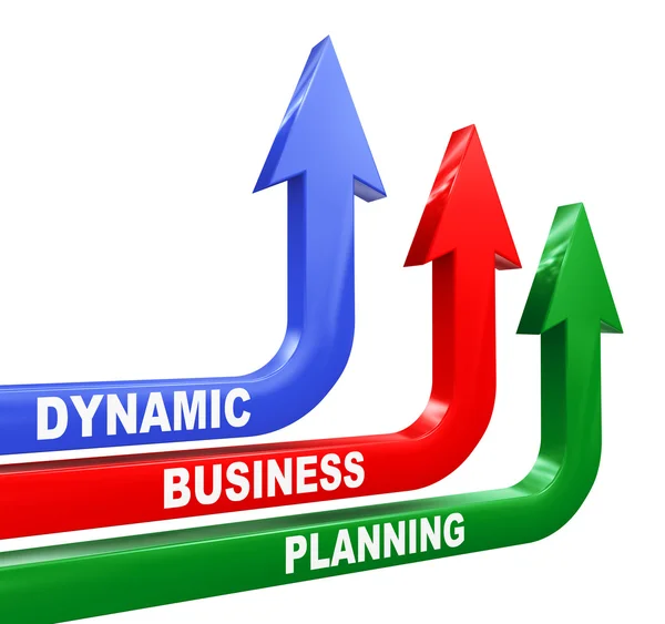 3D-dynamische zakelijke planning pijlen — Stockfoto