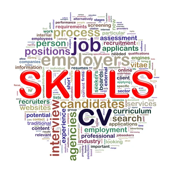 Word tags circular wordcloud of skills — Stock Photo, Image