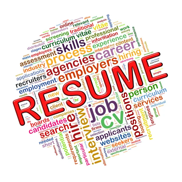 Word tags circular wordcloud of resume — Stock Photo, Image
