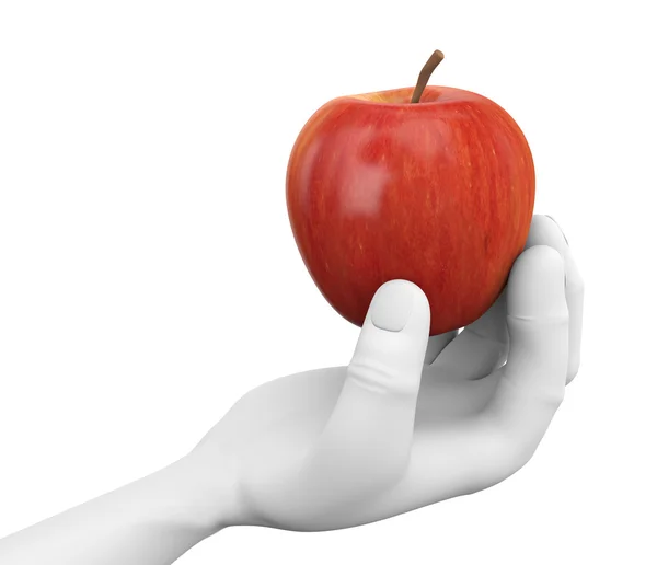 3d hand holding an red apple — Stock Photo, Image