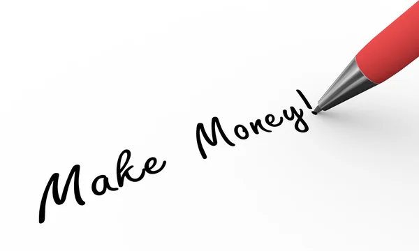 3D-Stift Schreiben Geld verdienen Illustration Stockfoto