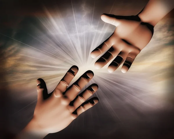 3d helping hands illustration — Stock Photo, Image