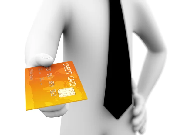 3D zakenman creditcard aanbod illustratie — Stockfoto