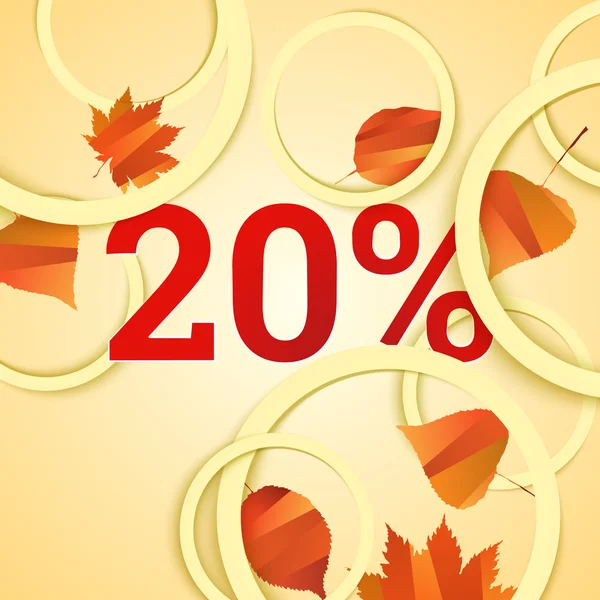 オレンジ色の紅葉と秋の販売 20 割引ベクトル バナー — ストックベクタ