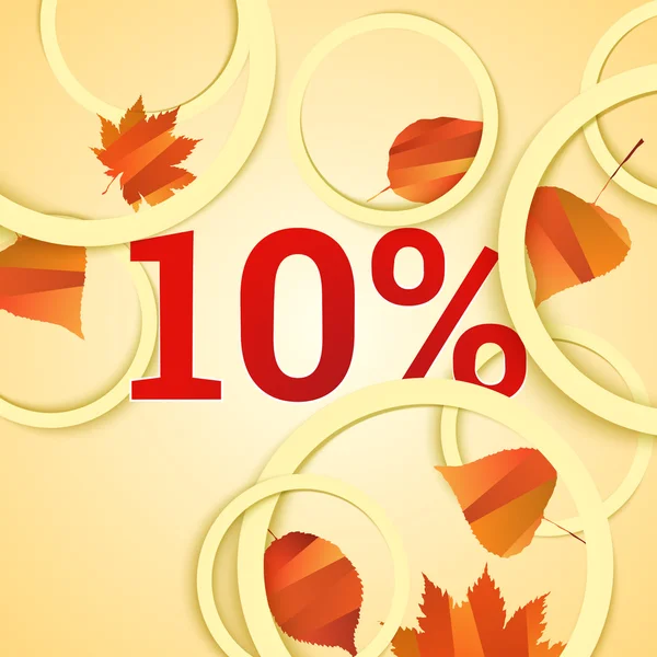Autumn sale 10 discount vector banner with orange foliage — Stock Vector