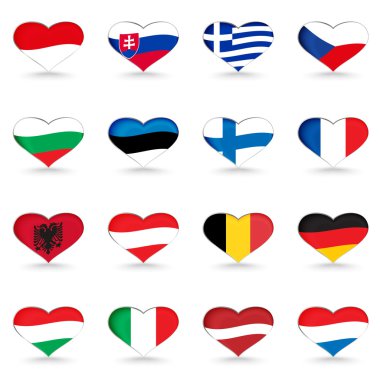 Bayraklar kalp şeklinde renkli vektör