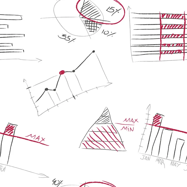 Patrón sin costura de elementos infográficos dibujados a mano . — Archivo Imágenes Vectoriales