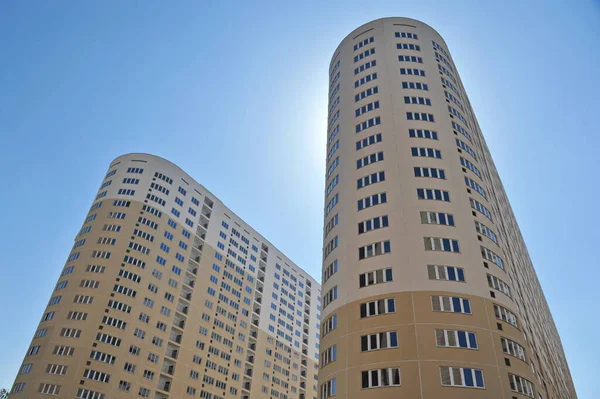 Almaty Kazakhstan 2012 Row Windows Residential Building Bottom View Complex — Stock Photo, Image