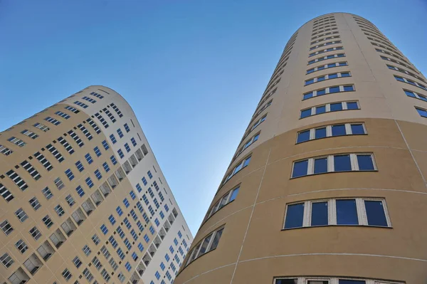Almaty Kazakhstan 2012 Row Windows Residential Building Bottom View Complex — Stock Photo, Image