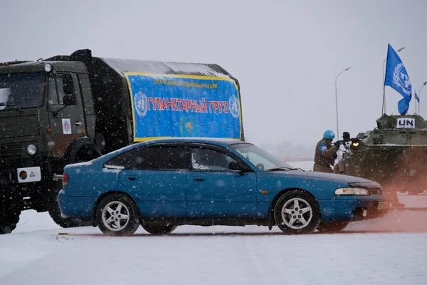 Almaty Kazakhstan 2020 Soldiers Climb Special Vehicles Exercises Peacekeeping Forces — Stock Photo, Image