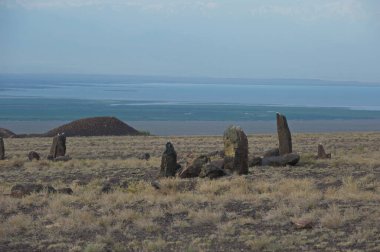 Almaty, Kazakistan - 06.25.2013: Oshaktas - Altyn Emel 'deki kayalardan yaşlı Stella.