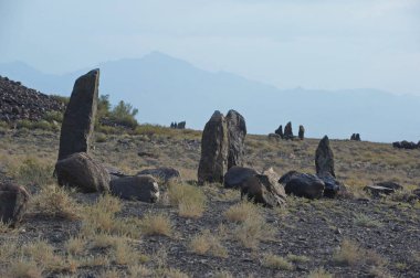 Almaty, Kazakistan - 06.25.2013: Oshaktas - Altyn Emel 'deki kayalardan yaşlı Stella.