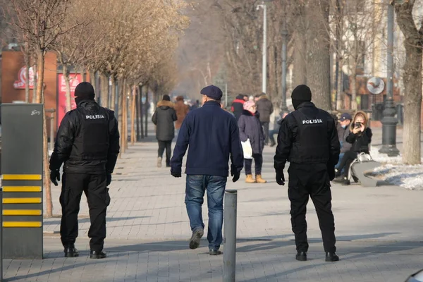 Almaty Cazaquistão 2021 Polícia Patrulha Rua Durante Eleições Parlamentares Cazaquistão — Fotografia de Stock