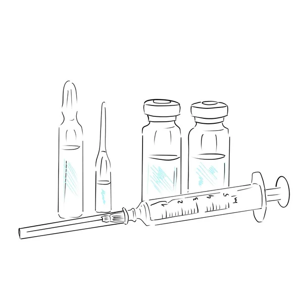 Glass Containers Storing Liquid Injections Medical Syringe Digital Illustration — Stock Photo, Image