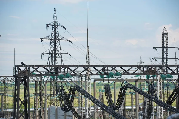 Petropavlovsk Kazakhstan 2015 High Voltage Transmission Lines Insulators Coils Distribution — Stock Photo, Image