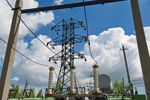 Petropavlovsk Kazakhstan 2015 High Voltage Transmission Lines Insulators Coils Distribution — Stock Photo, Image