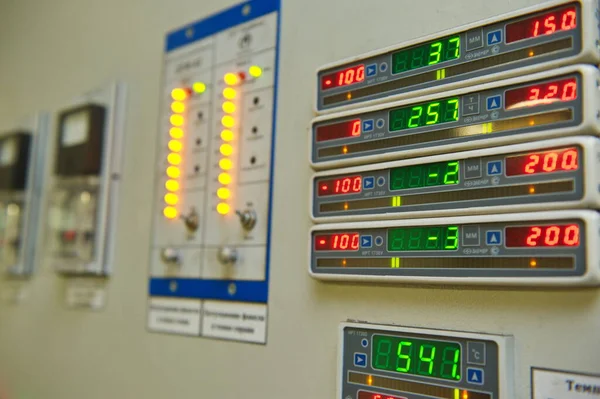 Petropavlovsk Kazakhstan 2015 Voltage Control Panel High Voltage Transmission Lines — Stock Photo, Image