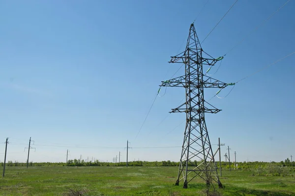 Nur Sultan Kazakhstan 2015 High Voltage Power Lines Insulators Stabilizers — Stock Photo, Image