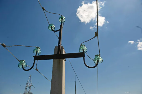 Nur Sultan Kazakhstan 2015 High Voltage Power Lines Insulators Stabilizers — Fotografia de Stock