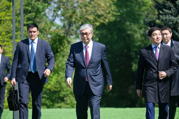 Almaty Kazachstan 2019 President Van Republiek Kazachstan Kassymzhomart Tokayev Tijdens — Stockfoto