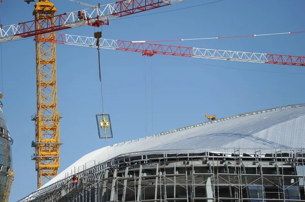 Nur Sultan Cazaquistão 2016 Processo Construção Edifício Esférico Para Exposição — Fotografia de Stock