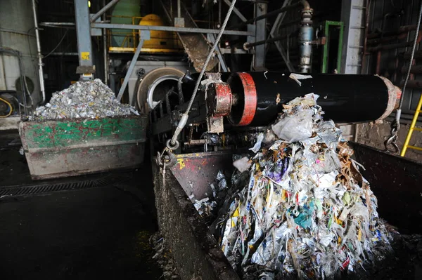 Almaty Kazakhstan 2016 Technical Equipment Waste Paper Processing Hall Cardboard — Stock Photo, Image