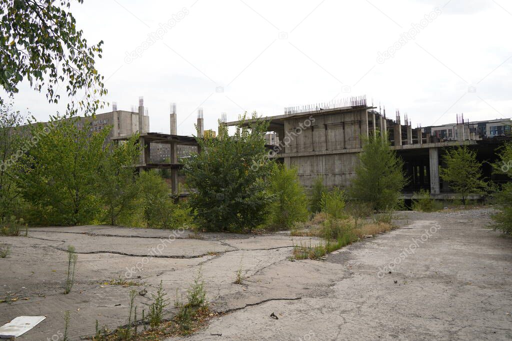 Abandoned construction of residential high-rise buildings